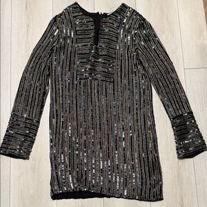 Torn by Ronny Kobo Ariella Dress in Black and Silver Sequin Mini Dress size S